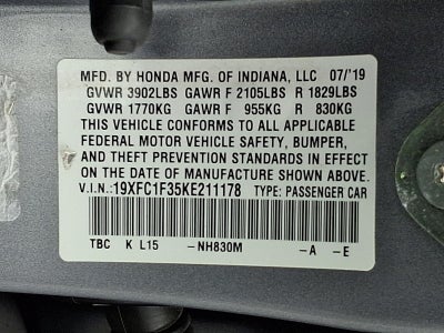 2019 Honda Civic Sedan EX CVT
