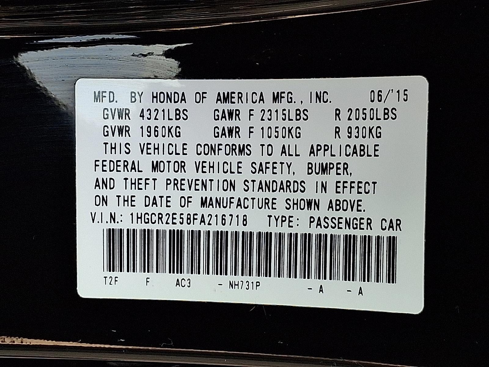 2015 Honda Accord Sedan Sport Manual