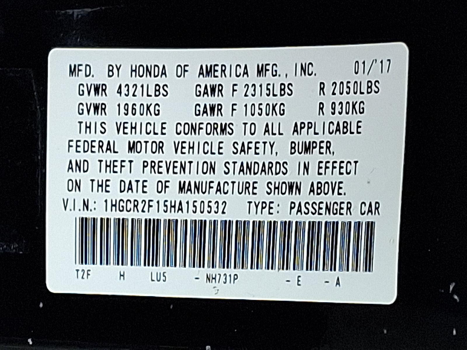 2017 Honda Accord Sedan Sport SE CVT