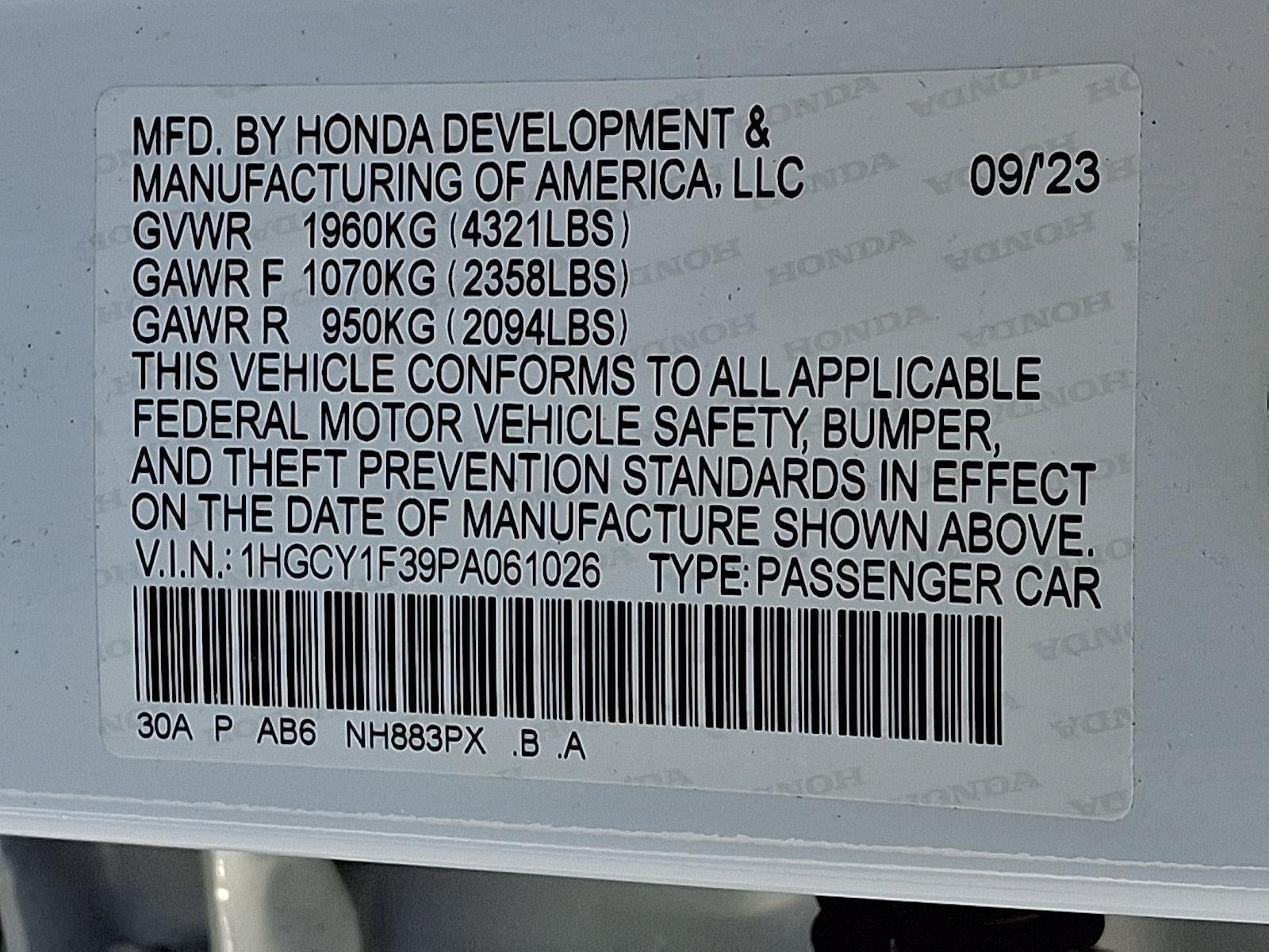 2023 Honda Accord Sedan EX CVT