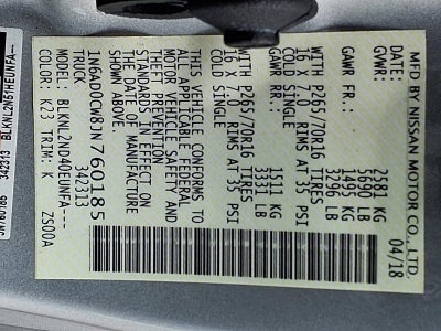 2018 Nissan Frontier King Cab 4x4 SV V6 Auto