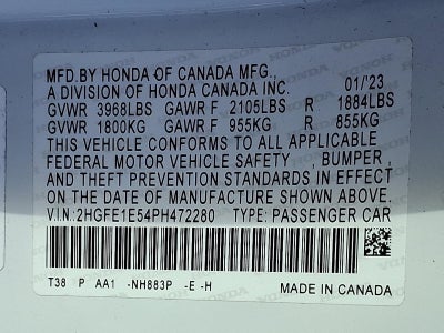 2023 Honda Civic Si Si Manual Sedan