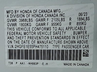 2023 Honda Civic Si Si Manual Sedan