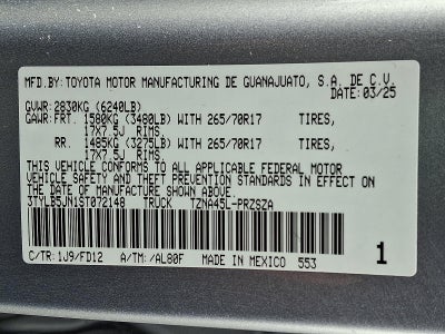 2025 Toyota Tacoma 4WD 4WD SR Double Cab 5' Bed MT (Natl)