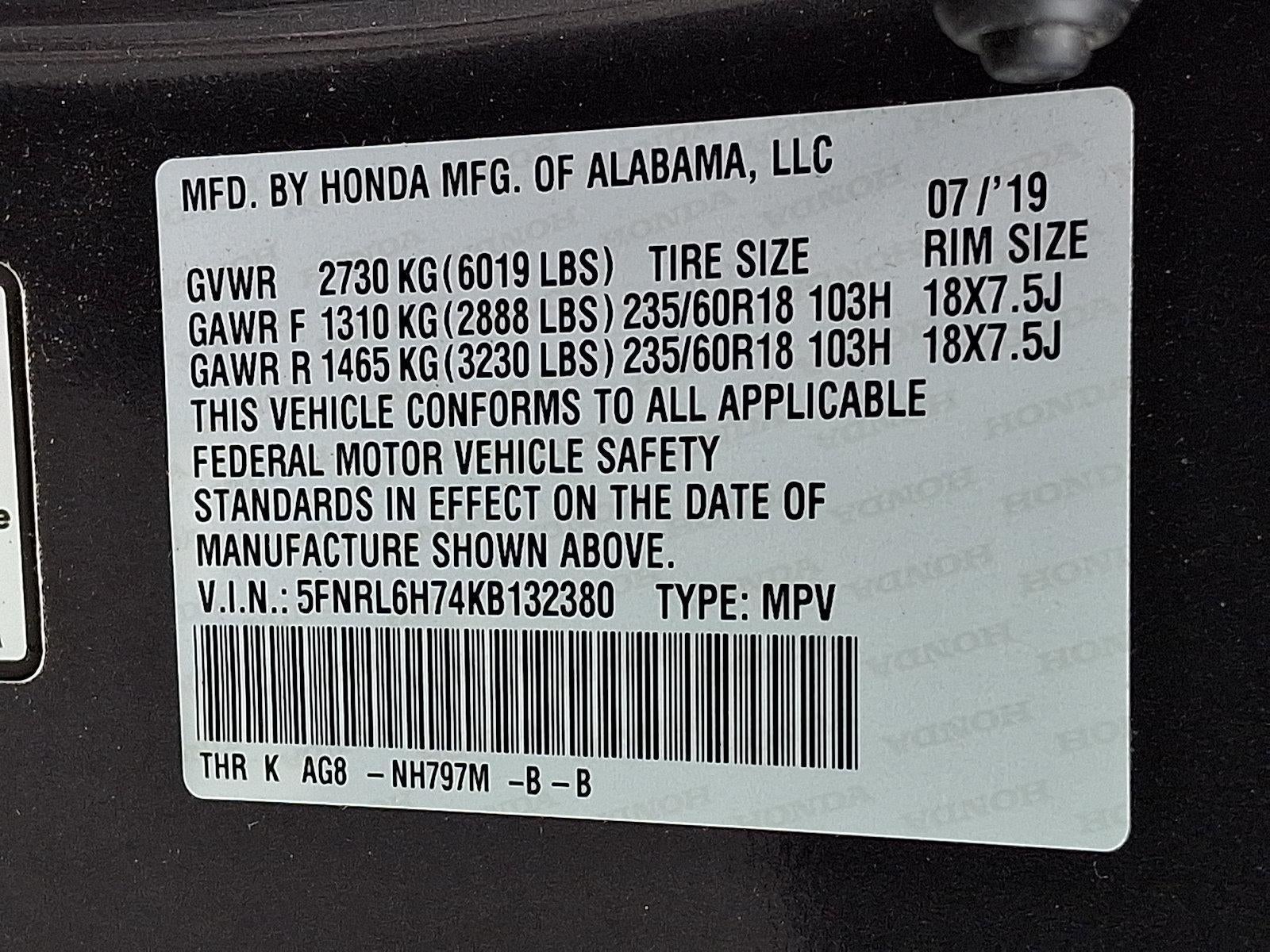 2019 Honda Odyssey EX-L Auto