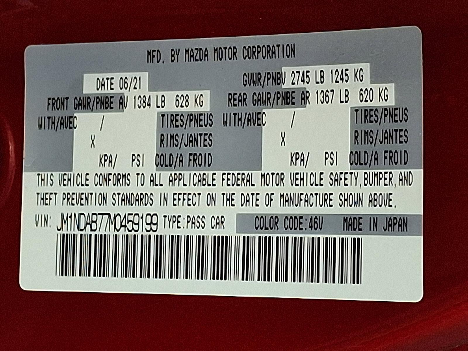 2021 Mazda Mazda MX-5 Miata Sport Manual