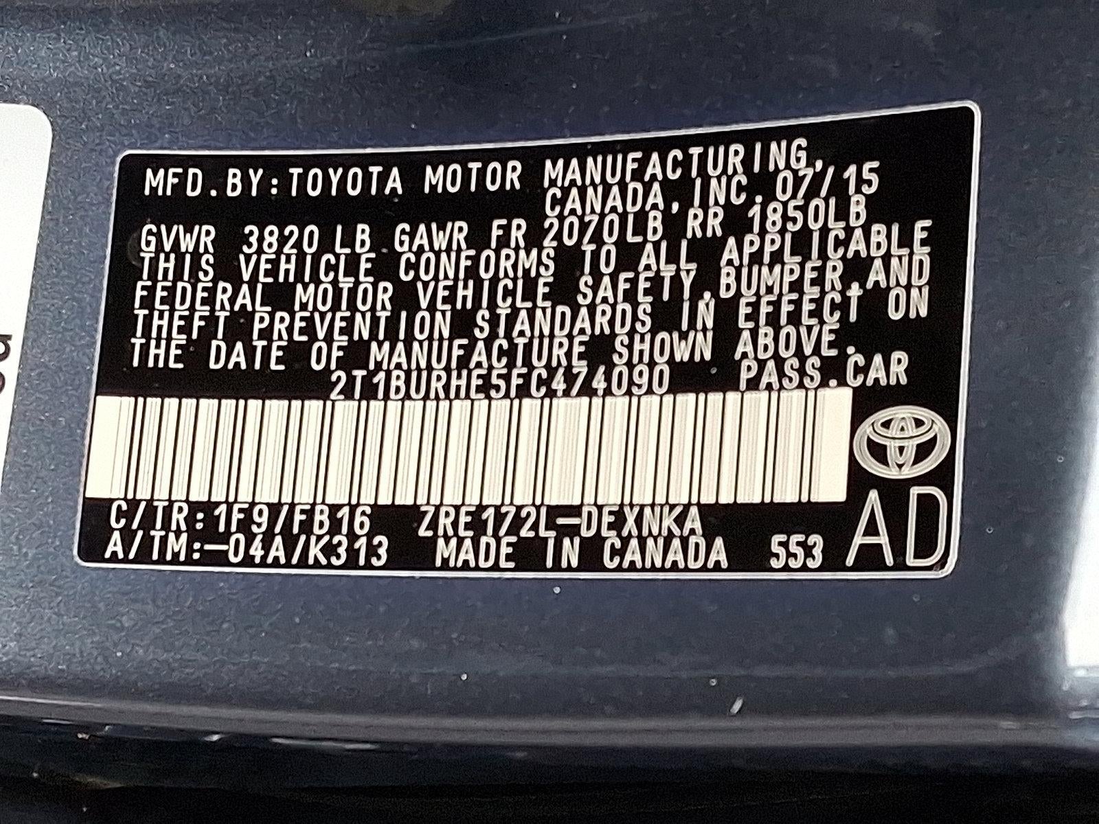 2015 Toyota Corolla 4dr Sdn CVT Auto LE (Natl)