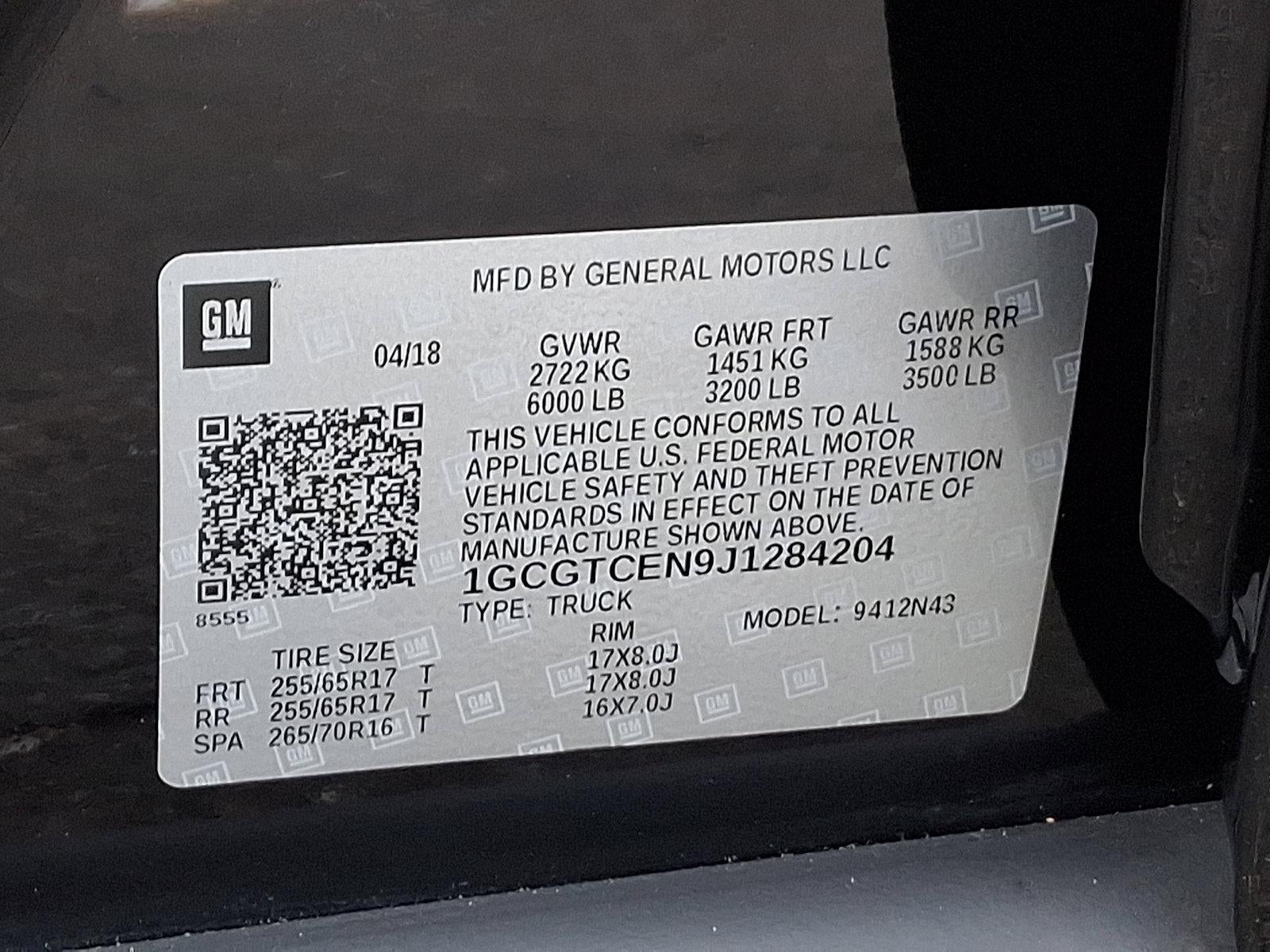 2018 Chevrolet Colorado Crew Cab Short Box 4-Wheel Drive LT