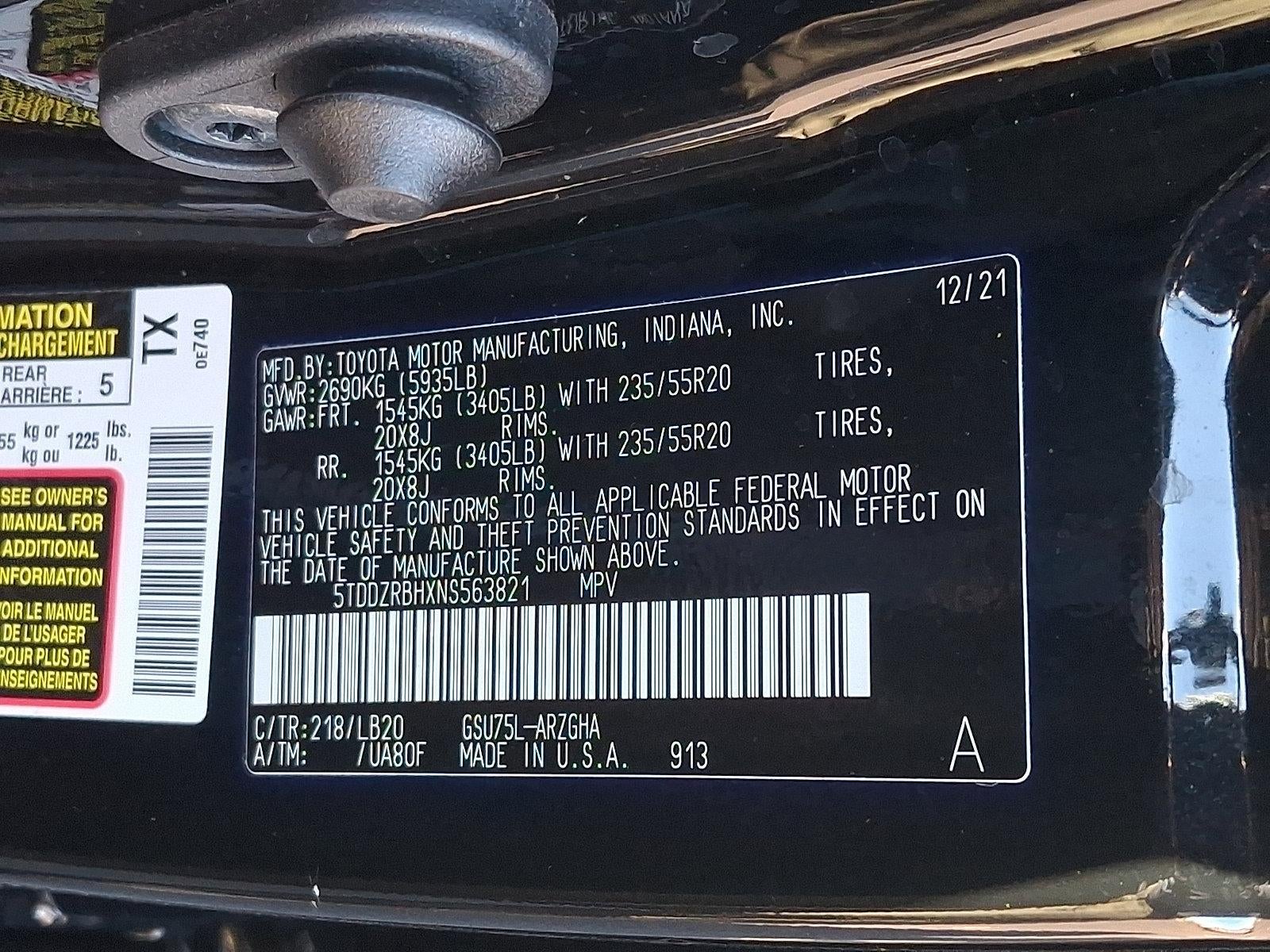 2022 Toyota Highlander Limited AWD (Natl)