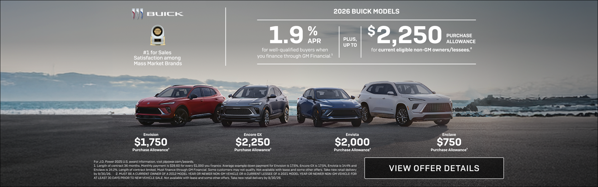 1.9% APR 
FOR WELL-QUALIFIED BUYERS when you finance through GM Financial.1

Plus, up to $2,250 P...
