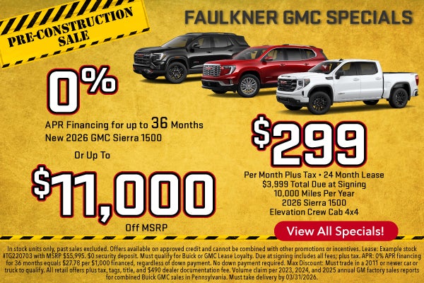 Faulkner GMC Specials! New 2026 GMC Sierra 1500